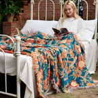 MSGKV Boho Throw Blanket for Bed Twin Size 100% Cotton Floral Bird Blanket - Image 6