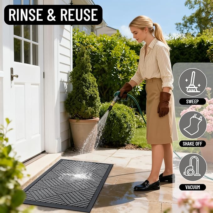 OLANLY Front Door Mat Outside Entrance 35x23, Heavy Duty Sturdy Natural Rubber - Image 6