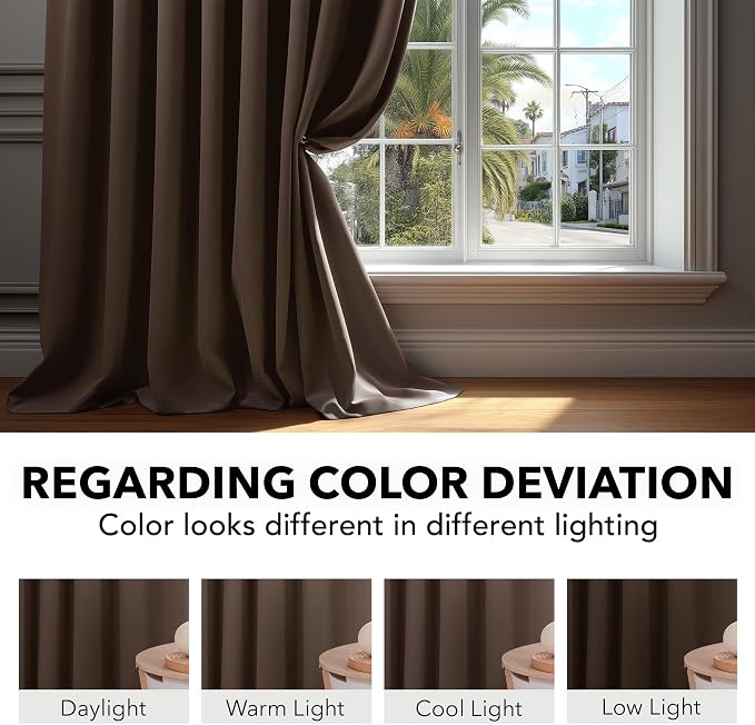 Deconovo Blackout Curtains, Thermal Insulated, W52 x L108 2 Panels, Back Tab - Image 6