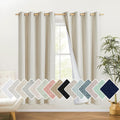NICETOWN Natural Bedroom Full Blackout Linen Curtain Panels Set of 2, Cold by NICETOWN