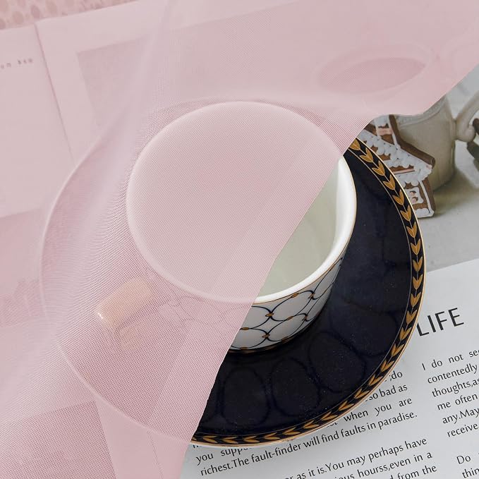 OVZME Blush Pink Sheer Curtains 78 Inches Long 2 Panels - Image 4