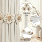 KLOGTSIND Flower Curtain Tiebacks, 2 Pack Boho Curtain Ties Elegant Three - Image 2