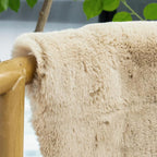 ORINOVA Light Brown Beige Washable Shaggy Round Rug 5ft Faux Rabbit Fur Rugs - Image 3