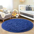 4'x4' Blue Round Rug for Bedroom, Ultra Soft Fluffy Circle Rug for Kids Girls - Image 7