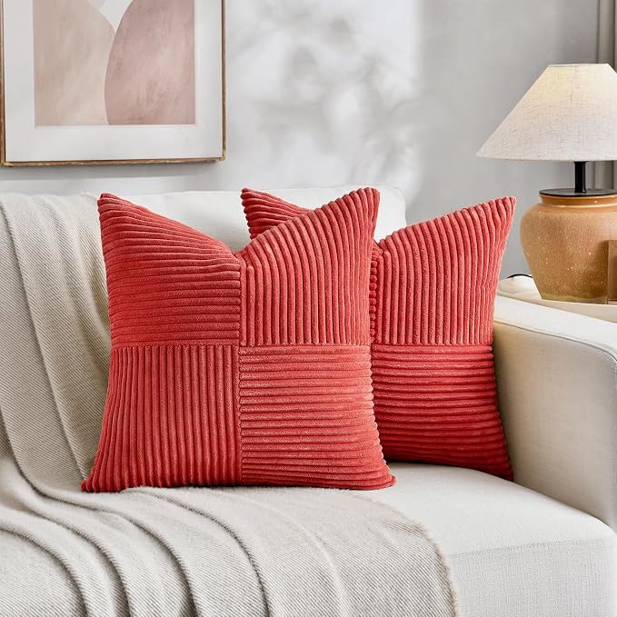 Fancy Homi 2 Packs Red Big Decorative Throw Pillow Covers 24x24 Inch - Image 6