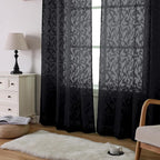Lecloud Leia Jacquard Black Sheer Curtains 96 Inches Long 2 Panels, Balance - Image 3