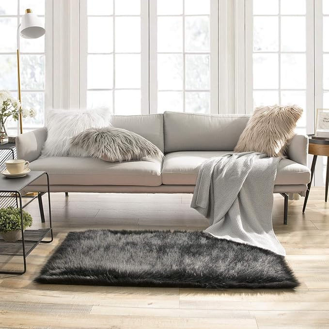 Ashler faux fur rug, Fluffy Shaggy Area Rug Ultra Soft 2.2 x 4 Feet Rectangle by AshlerHomeDeco