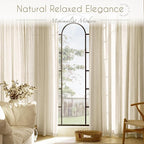 Faux Linen Beige Curtains 94 inches Long - Image 6