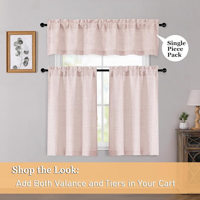 OWENIE Blush Pink Valances for Windows 1 Pcs 20 Inch Length, Light Filtering - Image 6
