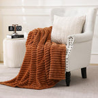 Burnt Orange Fleece Throw Blanket 108”×90” - Image 3