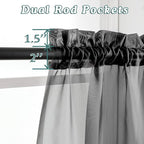 Chyhomenyc Extra Long Black Sheer Curtains 144 inch 2 Panels Set, Translucent - Image 3