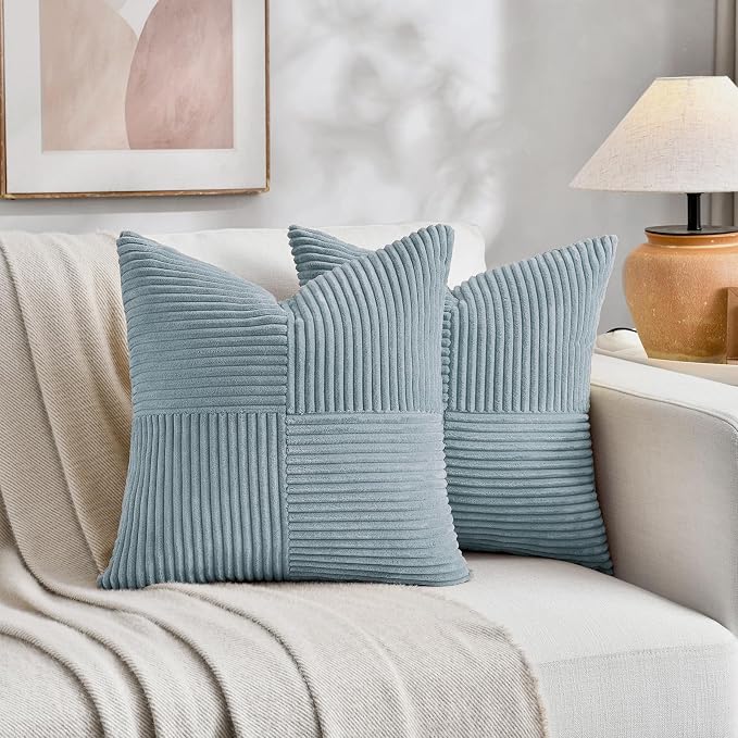 Fancy Homi Set of 2 Light Blue Samll Decorative Throw Pillow Covers 12x12 Inch - Image 5