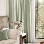 Linen Blend Sage Green Curtains 90 inch Length 2 Panels - Image 4