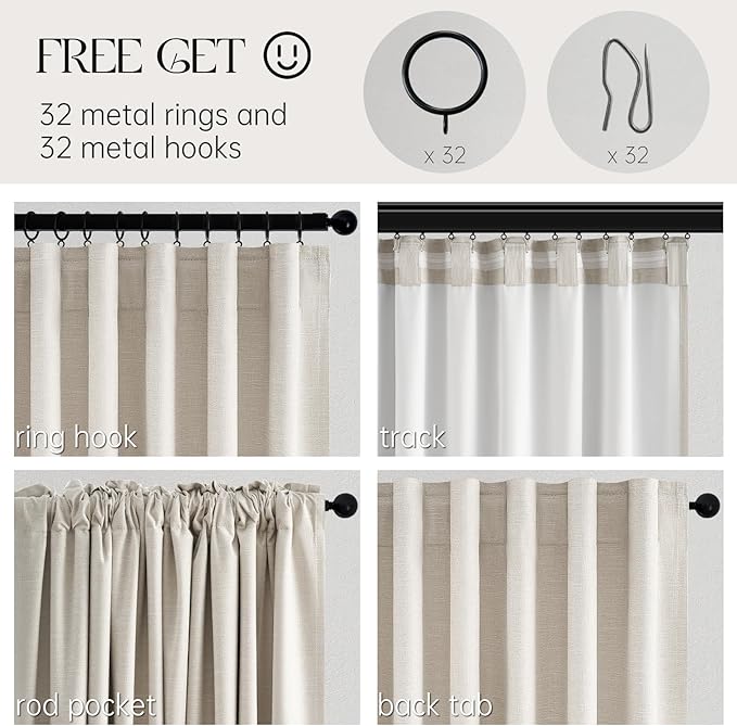 70 Inches Extra Wide Natural Linen Blackout Curtains 84 Inch Long - Image 5