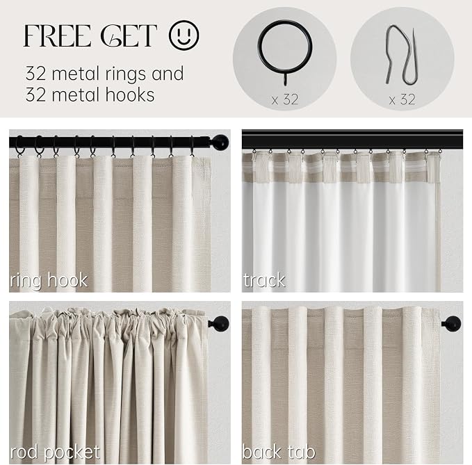 Cream Birch 84 Inch Longth 40 Inch Wide 100% Blackout Curtains 2 Panels Set - Image 4