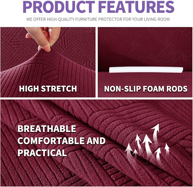 ZNSAYOTX Super Stretch Couch Cover, New Striped Sofa Covers Fitted Slipcovers - Image 4