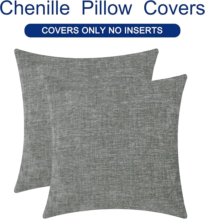 CaliTime Throw Pillow Covers Decorative 20 X 20 Inches Pack of 2 Cozy Chenille - Image 6