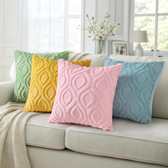 decorUhome Summer Throw Pillow Covers 18x18 Inch Set of 2, Soft Plush Faux Wool - Image 5