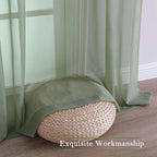 Lecloud Sage Green Sheer Curtains 63 Inch Length 2 Pcs, Dual Rod Pockets Light - Image 9