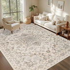 5x7 Area Rugs Living Room Rug: Washable Vintage Distressed Floral Rug No Slip by EXPEDIX