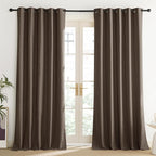 NICETOWN Coffee Vintage Linen 100% Blackout Curtains - Image 2