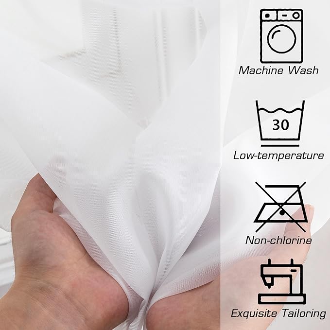Simplebrand Rod Pocket Top Solid Voile Sheer Curtains - Image 7