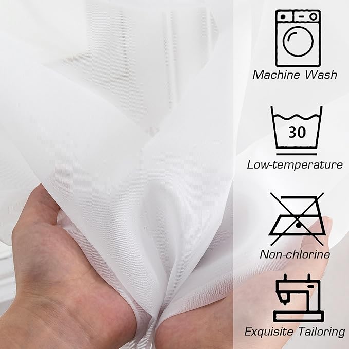 OWENIE Short Sheer Curtains 30 Inches 2 Panels Set, Kitchen Curtains Tiers - Image 5