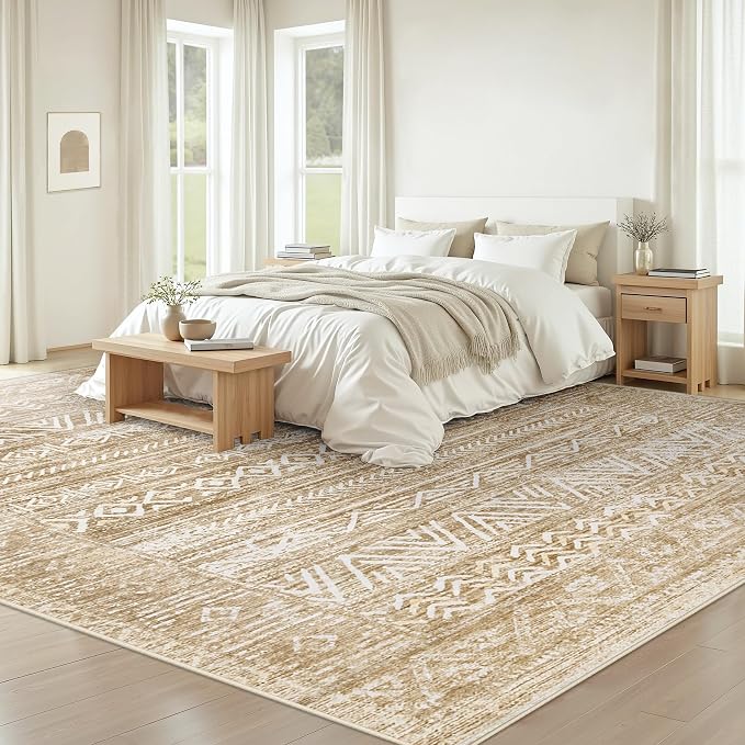 Living Room Rugs 8x10: Washable Moroccan Geometric Boho Rug Farmhouse Non Slip - Image 2
