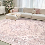 Area Rugs 8'x10' Washable Non-Slip, Floral Vintage Distress Print Pattern - Image 2