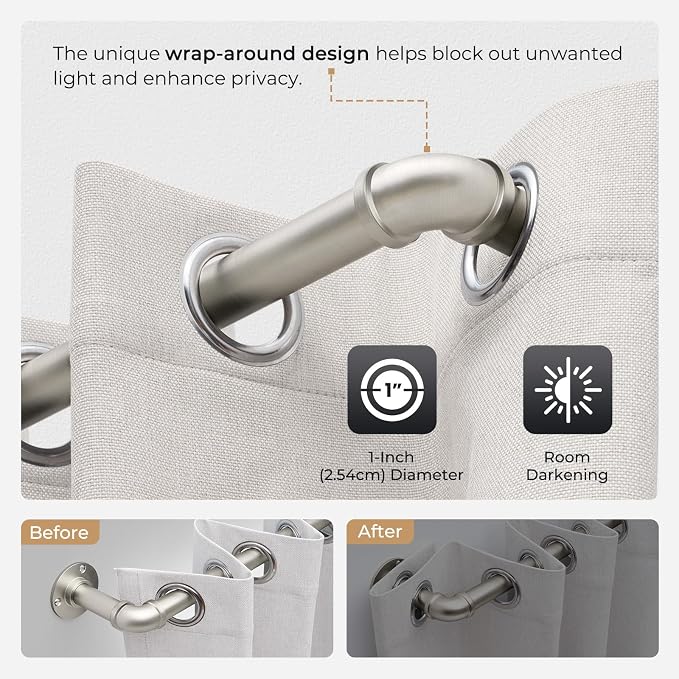 Zeerobee Curtain Rods for Windows 144 to 168, 1 Inch Industrial Wrap Around - Image 3