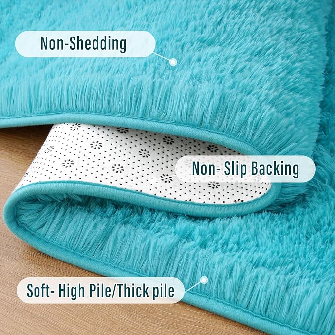 Amearea Shag Fluffy Runner Rug for Bedroom Girls Living Room, 2x6 Feet Extra - Image 4