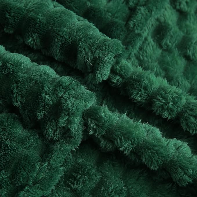 Dark Hunter Green Throw Blanket 50"×60" inches Fuzzy 3D Jacquard Decorative - Image 7