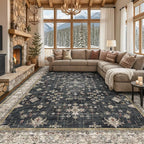 Boho Black Rug for Living Room by HazoHaus