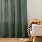 RYB HOME Olive Green Linen Sheer Curtains 84 inches, 2 Panels Rod Pocket Living - Image 6