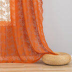 YJ YANJUN Vintage Lace Curtains 45 Inch Length- Burtnt Orange Fall Kitchen - Image 4