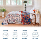 MSGKV Boho Throw Blanket 90"x108" 100% Cotton Floral Blanket - Image 5