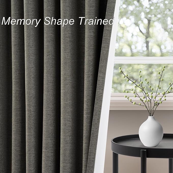 Topfinel Extra Long Grey Linen Blackout Curtains 120 inches Long Thermal - Image 6