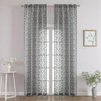Chyhomenyc Charcoal Grey Sheer Curtains 96 Inch Length 2 Panels Set, Light by Chyhomenyc