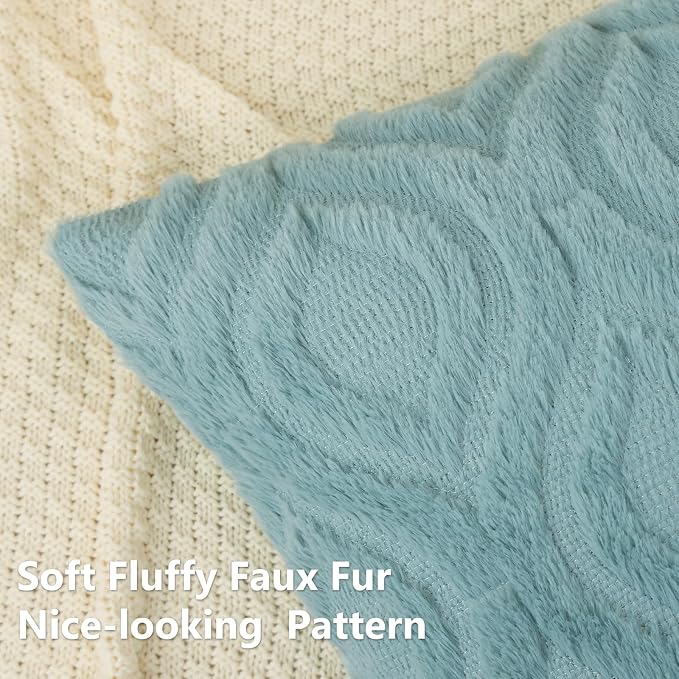 decorUhome Summer Throw Pillow Covers 26x26 Inch Set of 2, Soft Plush Faux Wool - Image 2
