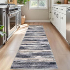 Lansny Modern Abstract Bedroom Runner Rug 2x7, Non-Slip Soft Thin Faux Wool Mat - Image 2