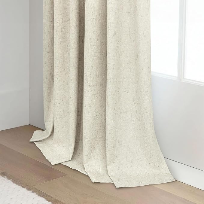 Black Out Burlap Curtains 63 Inch Long Faux Linen Farmhouse Bedroom Blackout - Image 8