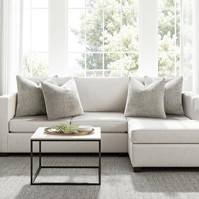MIULEE Pack of 4 Couch Throw Pillow Covers 20x20 Inch Light Gray Soft - Image 4