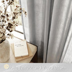 Linen Blend Grey Curtains for Living Room Back Tab Modern Farmhouse Semi Sheer - Image 3