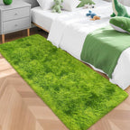 Tie-Dyed Runner Rug for Bedroom Green 2x5ft Fluffy Area Rug Bedside Runner Rug by JiaoBaba