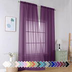 Simplebrand Plum Purple Sheer Curtains 96 Inches Long 2 Panels, Light Filtering by Simplebrand