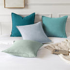 MIULEE Decorative Linen Pillow Covers 20x20 Inch Turquoise ​Boho Farmhouse​ - Image 4