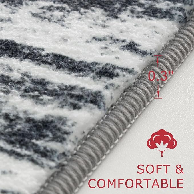 KOZYFLY Modern Abstract Washable Rug Runner 2.6x12 Hallway Rug Runner Non-Slip - Image 2