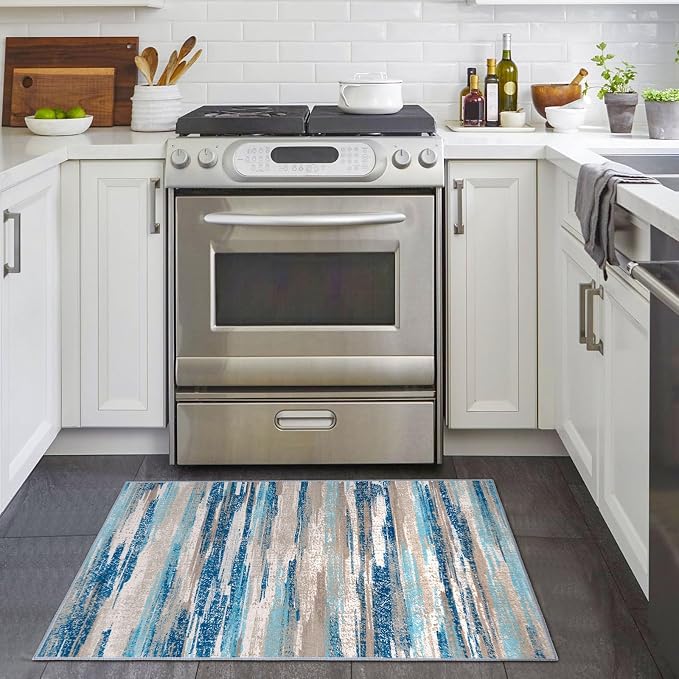 Lansny Small Abstract Area Rug, Entryway Rug Washable Door Mat Indoor Entrance - Image 2