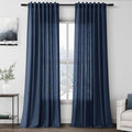 Nanspring Denim Blue Linen Curtains 96 Inches Long 2 Panels Set by Nanspring