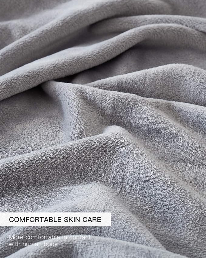KMUSET Fleece Blanket Grey Queen Size Lightweight Cozy Plush Microfiber Solid - Image 5
